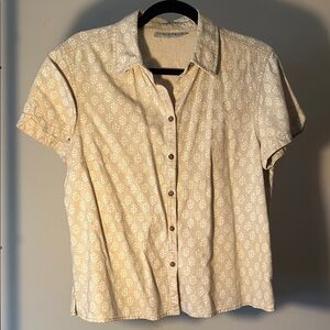 Beige Printed Short Sleeve Shirt